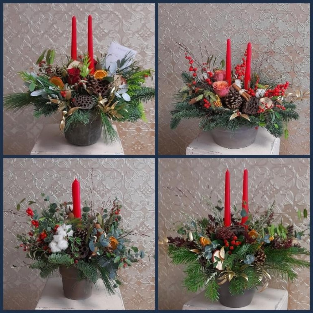 Christmas Candle Pot Arrangement