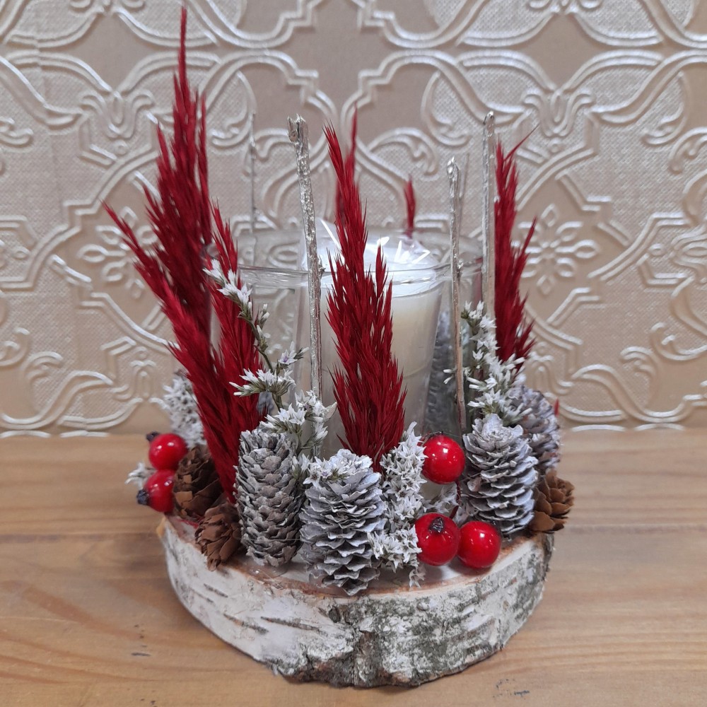 Festive Candle Holder with 3 tealights