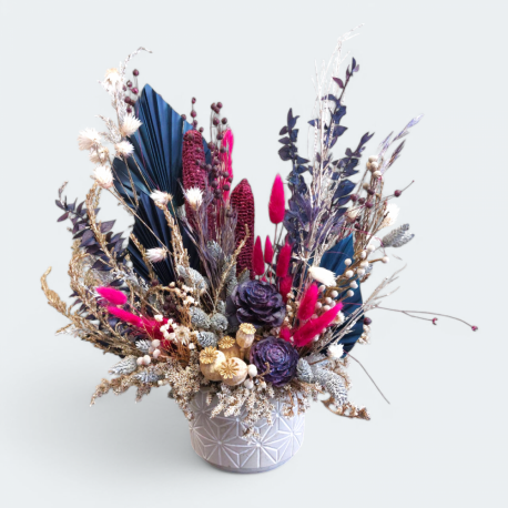 Dried Arrangement Pinks and Purple